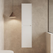 Banyetti Venti 900mm matt white wall hung wall cabinet installed in a modern bathroom