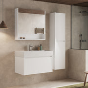 Banyetti Venti 900mm matt white wall cabinet paired with matching Banyetti bathroom furniture in a contemporary setting