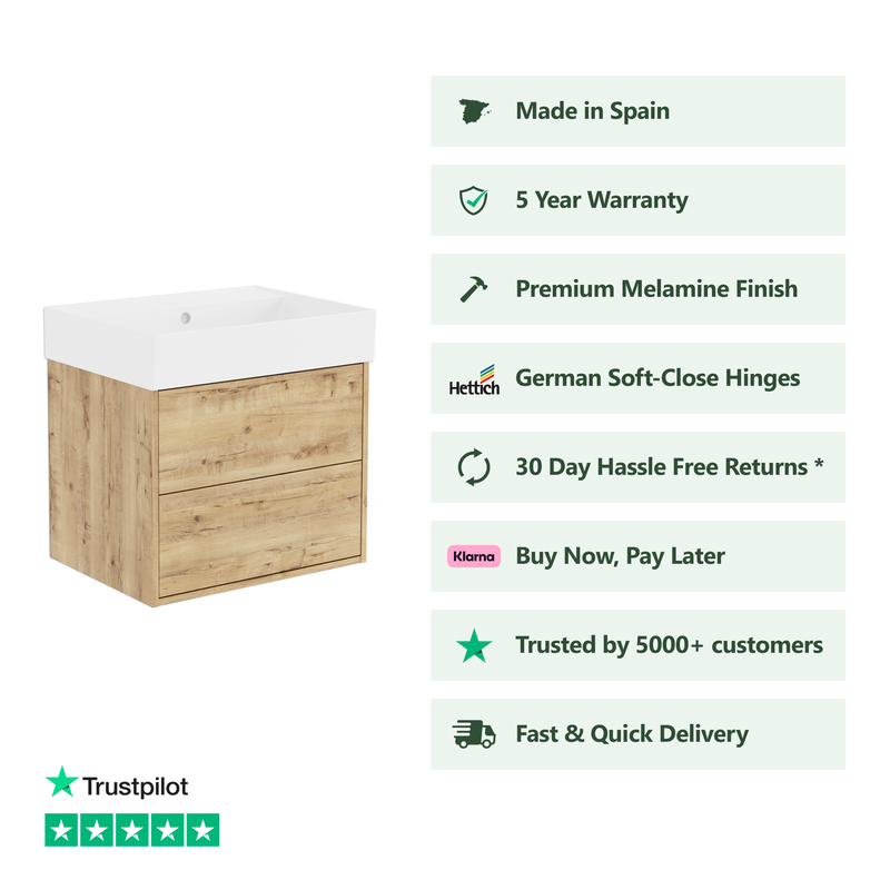 600mm / Veneto No Tap Hole Basin