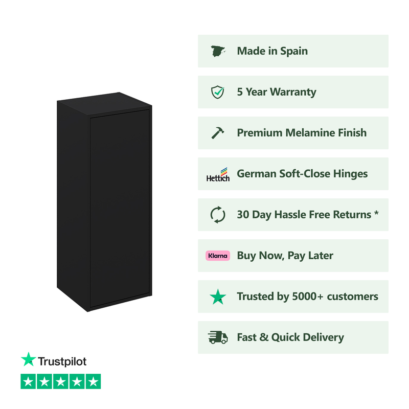 Banyetti Venti 900mm Wall Hung Wall Cabinet - Matt Black