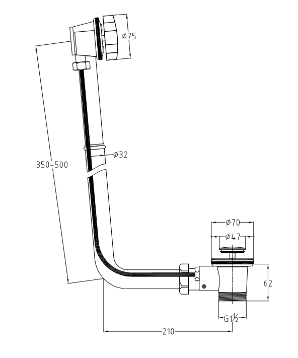ATC Exposed Bath Pop-Up Waste - Chrome