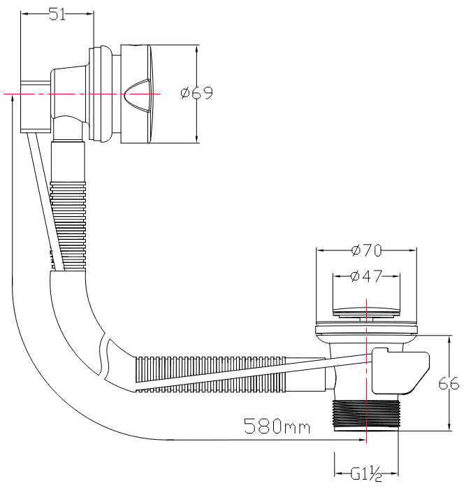 ATC Standard Bath Pop-Up Waste - Chrome