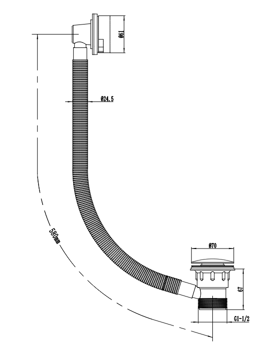 ATC Round Clicker Bath Waste Standard - Chrome
