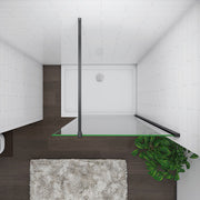 Wetrooms Screen Panel – Linea black framed wetroom layout with tiled walls and walk-in shower area