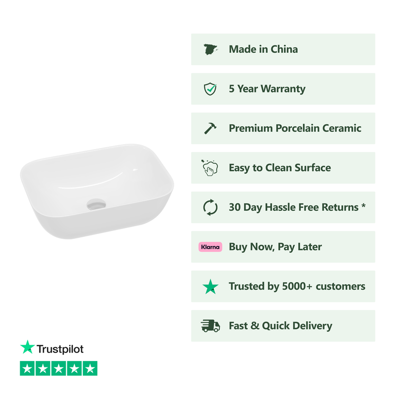 Banyetti Zeus 455mm Countertop Basin - Gloss White