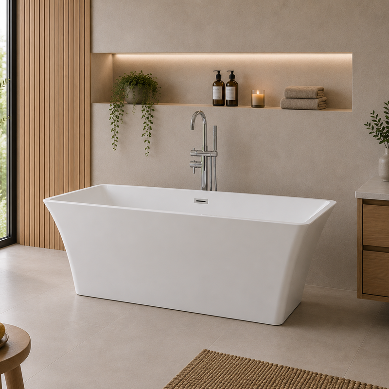 Elle 1700 x 800 Freestanding Acrylic Bath - White