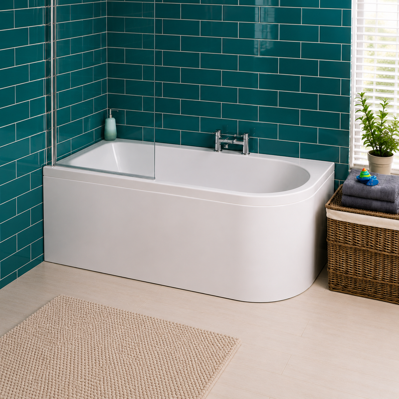 Carron Status 1550mm  x 850mm Curved Shower Bath - Left/Right Hand