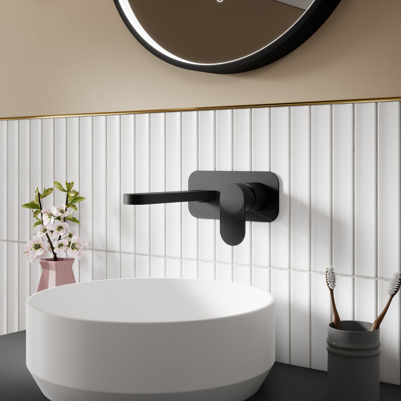 NOVA Cyprus Wall Mounted 2 Tap Hole Basin Mixer With Plate - Select Colour