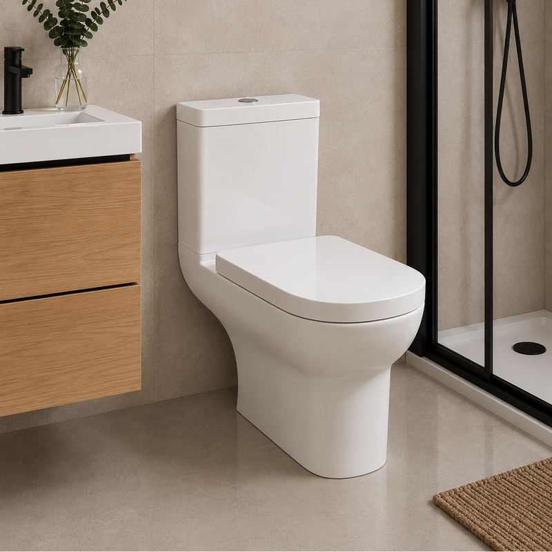 KV Bijoux Close Coupled Open Back Toilet with Soft Close Seat