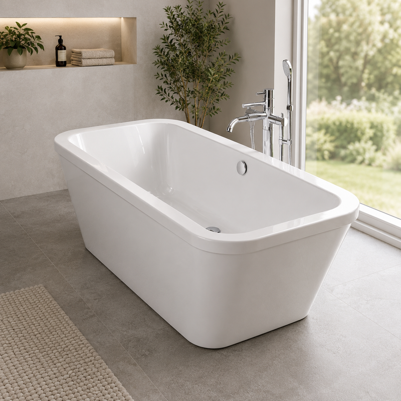 Carron Halycon Square 1750mm x 800mm Freestanding Bath - White