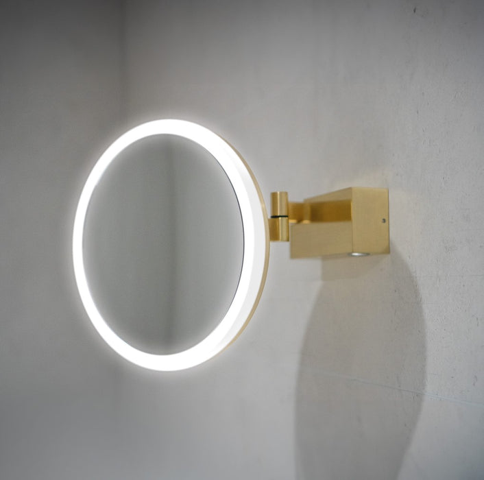 HIB Cirque Illuminated Magnifying Bathroom Mirror - Brushed Brass