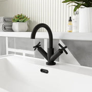 Mono basin mixer tap inc waste matt black – full‑view of NOVA Aztec mixer tap and matching waste in matt black finish