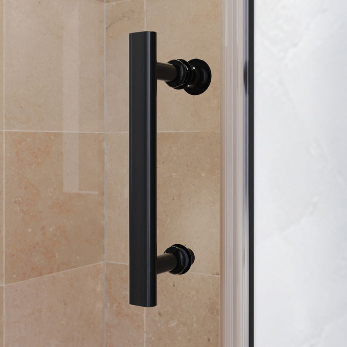 Linea Black Frameless Pivot Shower Door 5mm Clear Glass - Select Size