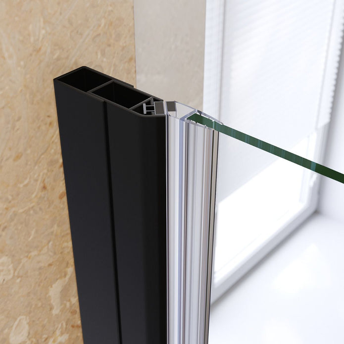 Linea Black Frameless Pivot Shower Door 5mm Clear Glass - Select Size