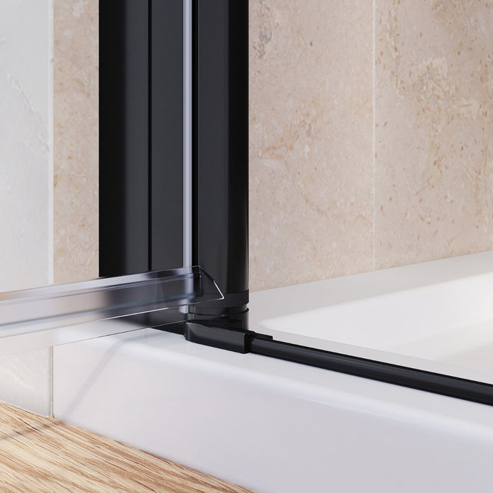 Linea Black Frameless Pivot Shower Door 5mm Clear Glass - Select Size