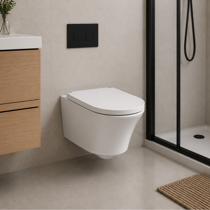KV Kameo Wall Hung Rimless WC Pan with Soft Close Seat