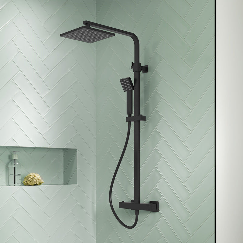 NOVA Square Thermostatic Bar Shower System with Shower Kit – Select Colour