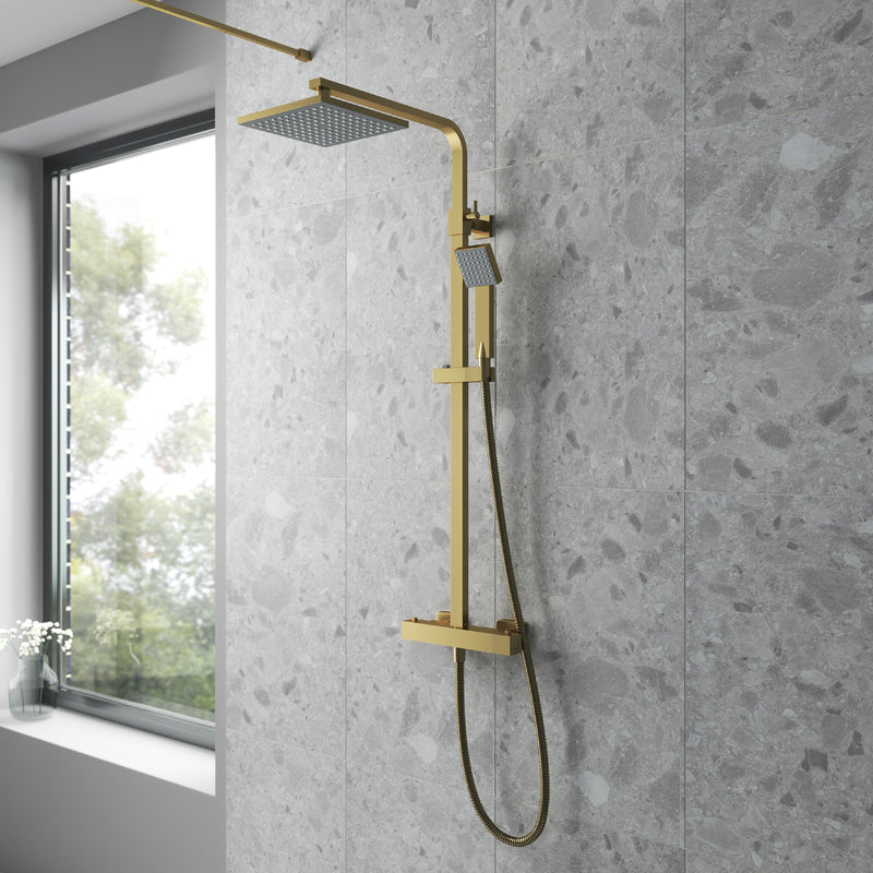 NOVA Square Thermostatic Bar Shower System with Shower Kit – Select Colour