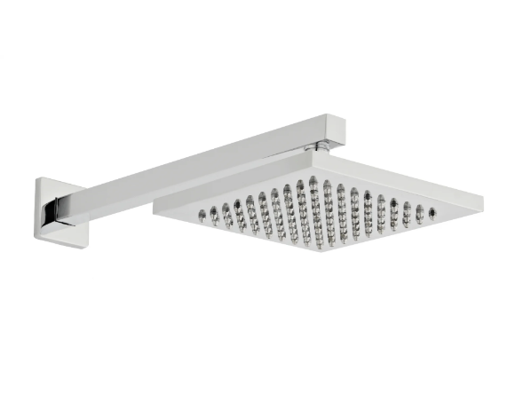 KV Square Cube Fixed Shower Head and Arm - Chrome