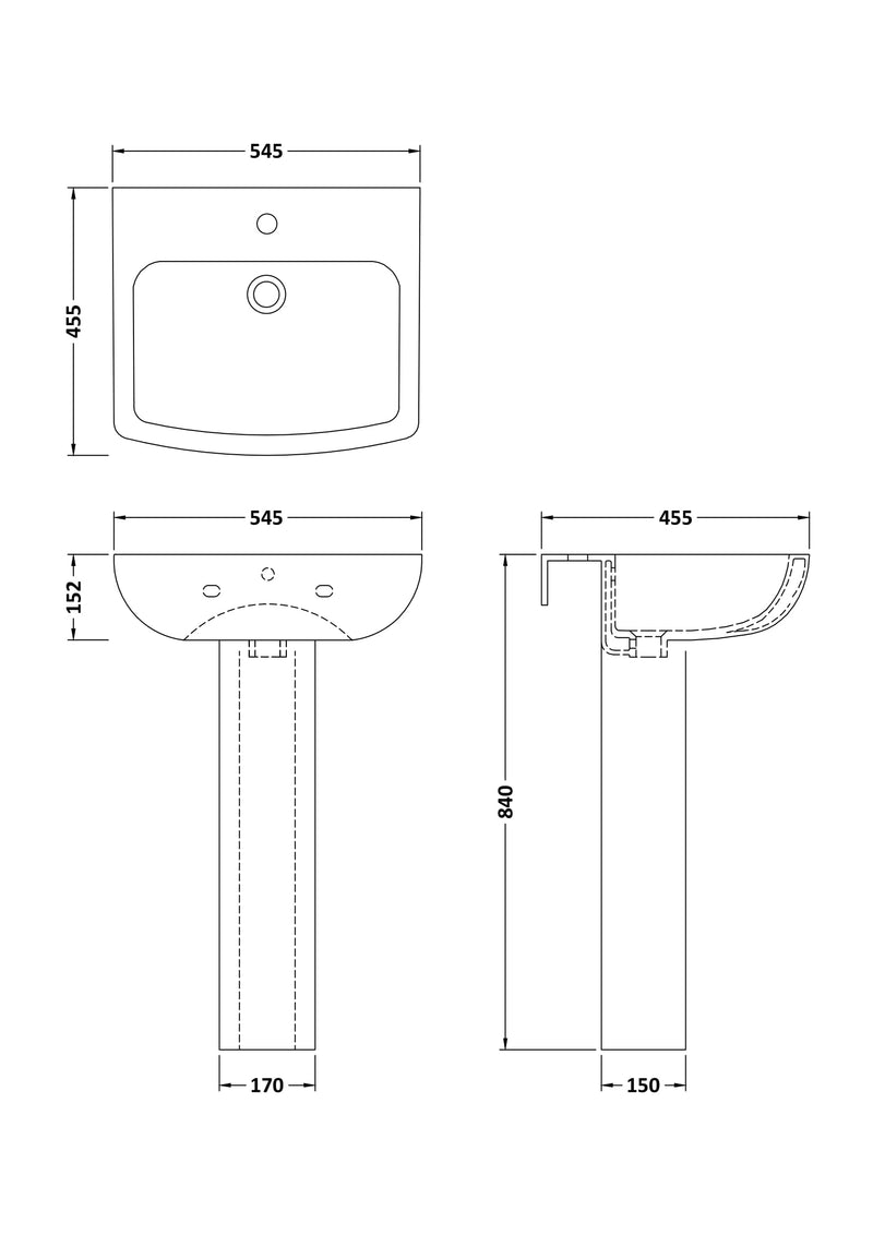 NOVA Ava 545mm Basin & Pedestal