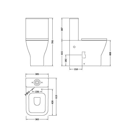 NOVA Ava Flush Rimless Toilet Pan, Cistern & Soft Close Seat