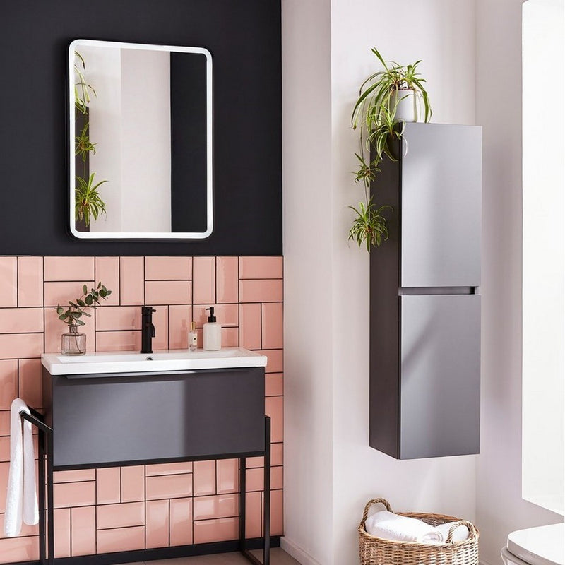 KV Nero Square Black LED Mirror with Antifog Demister & Touch Sensor - Various Sizes