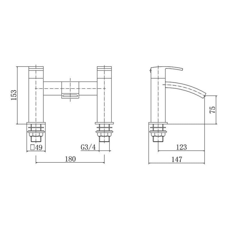KV Fiuto Nero Bath Shower Mixer - Matt Black