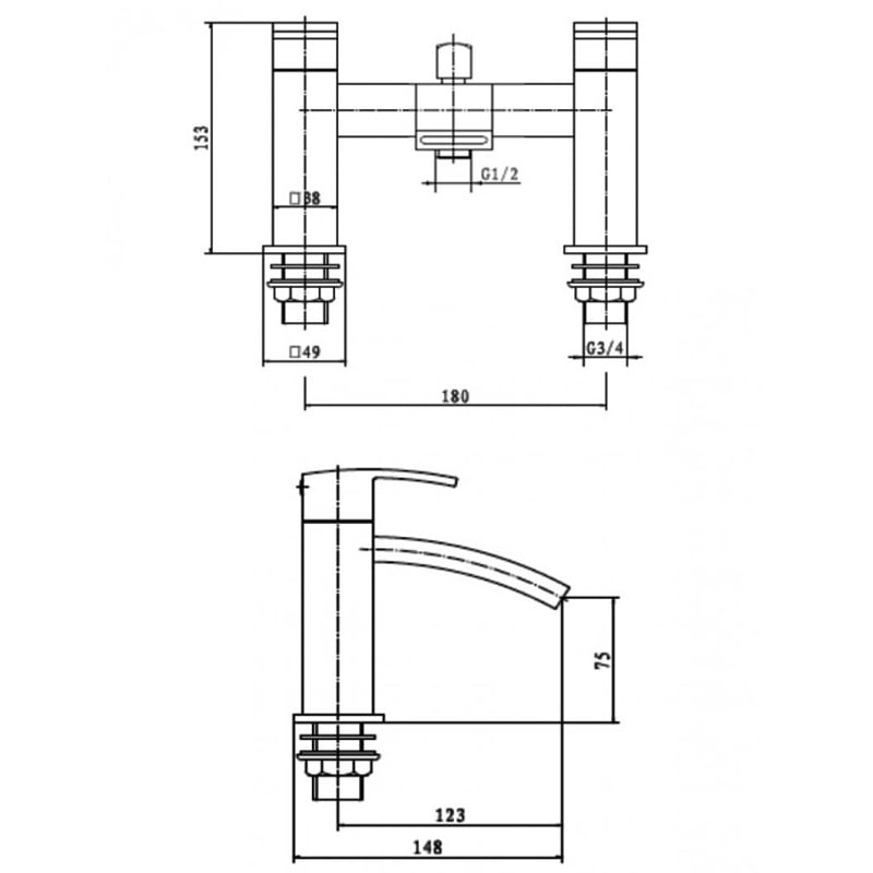 KV Flair Bath Shower Mixer - Chrome