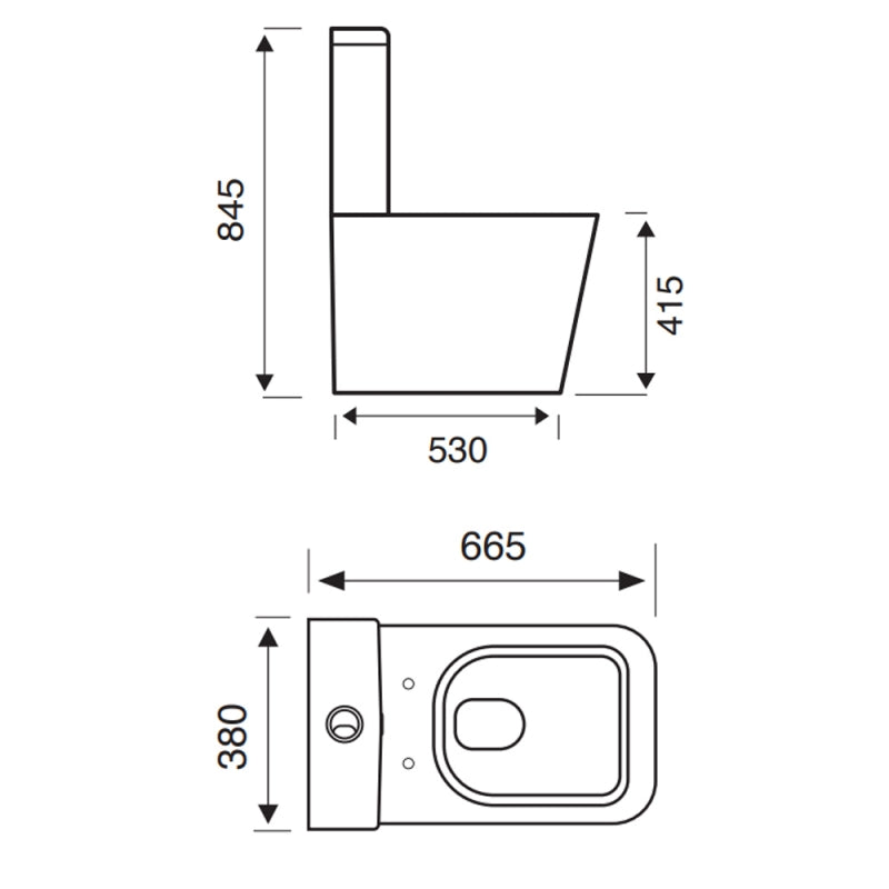 KV Genoa Square Close Coupled Back to Wall Toilet with Soft Close Seat