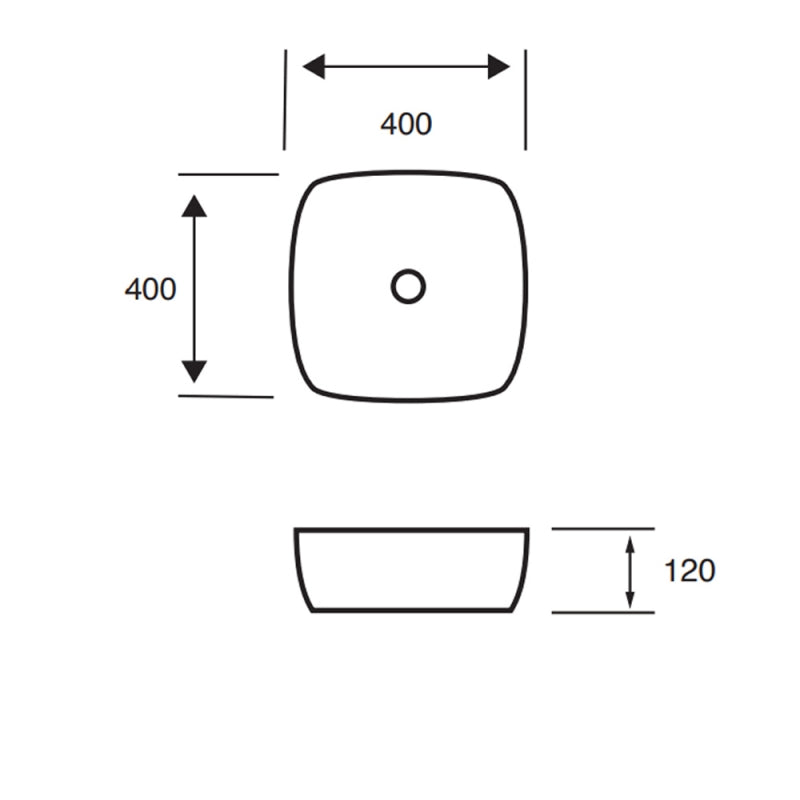 KV Island 400mm Countertop Basin - White