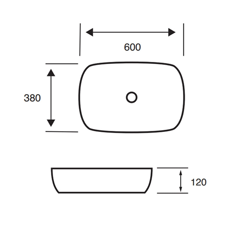 KV Island 600mm Countertop Basin - White