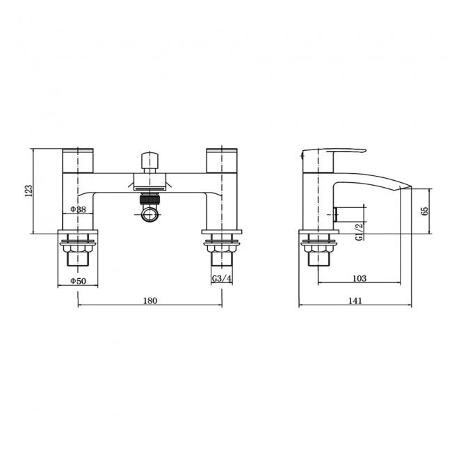 KV Curve Bath Shower Mixer - Chrome