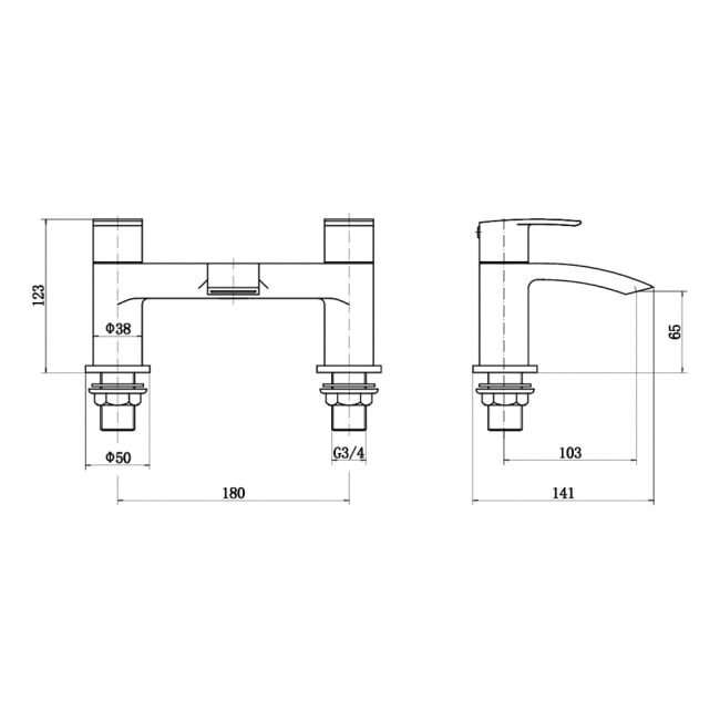 KV Curve Bath Filler - Chrome