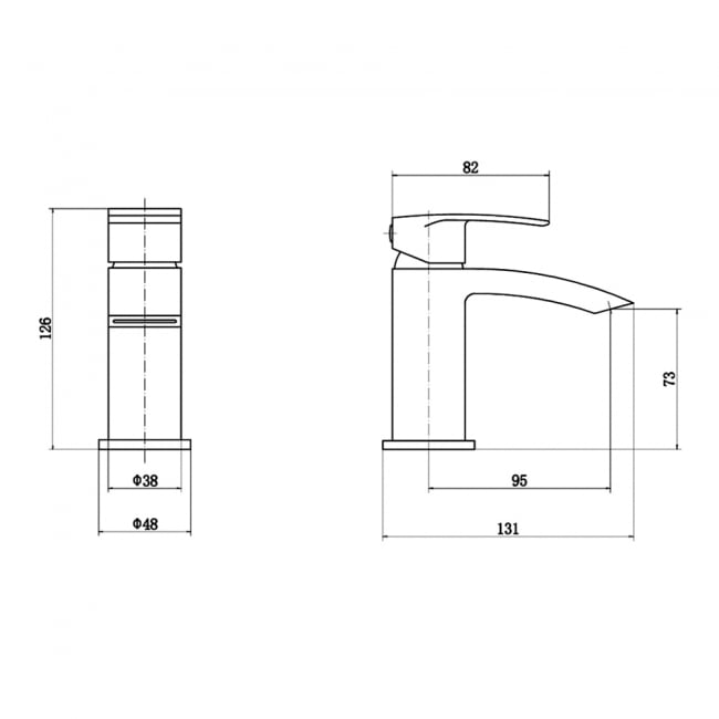 KV Curve Mini Mono Basin Mixer with Click Waste - Chrome