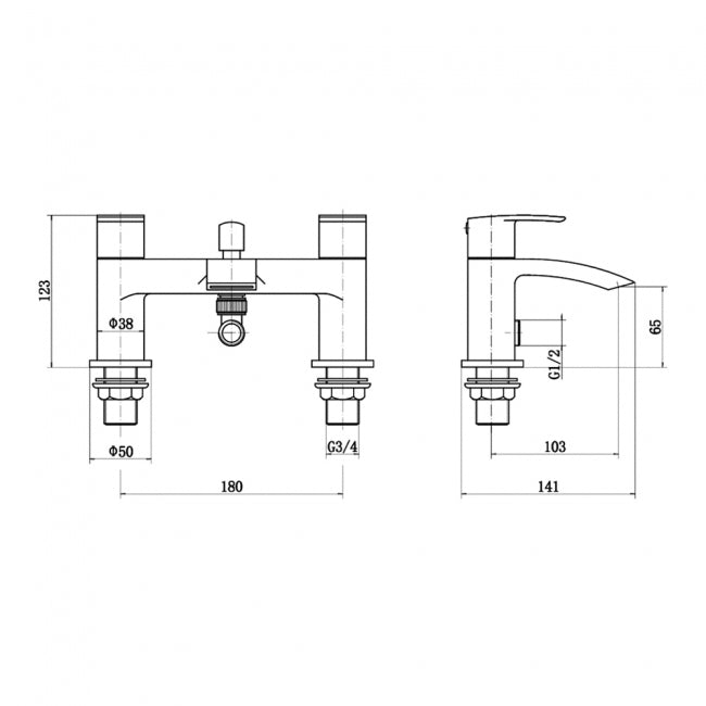 KV Nero Curve Bath Shower Mixer - Matt Black