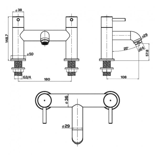 KV Nero Round Bath Filler - Matt Black