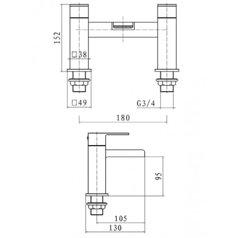 KV Phase Bath Filler - Chrome