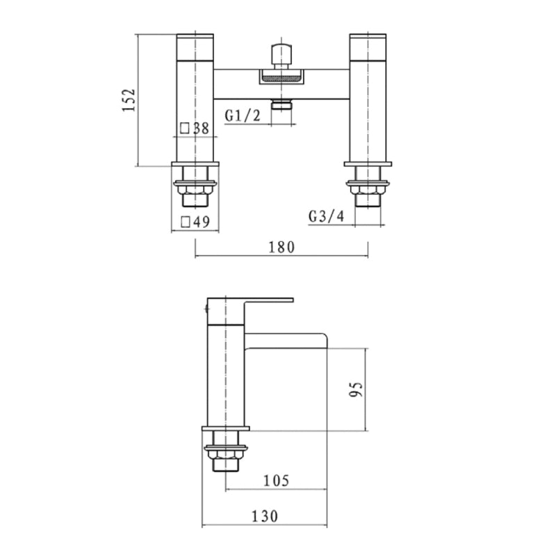 KV Phase Bath Shower Mixer - Chrome