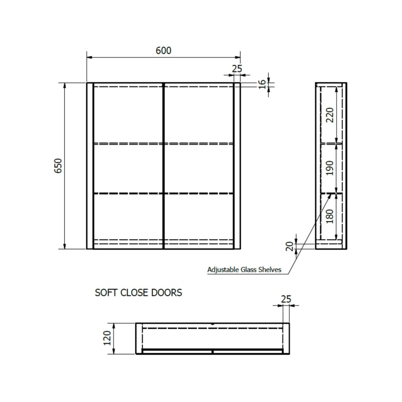 KV Options 600mm Mirror Cabinet - White Gloss