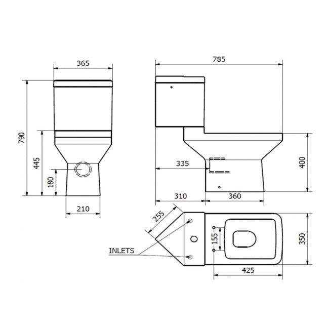 KV Trim Close Coupled Corner Toilet with Soft Close Seat