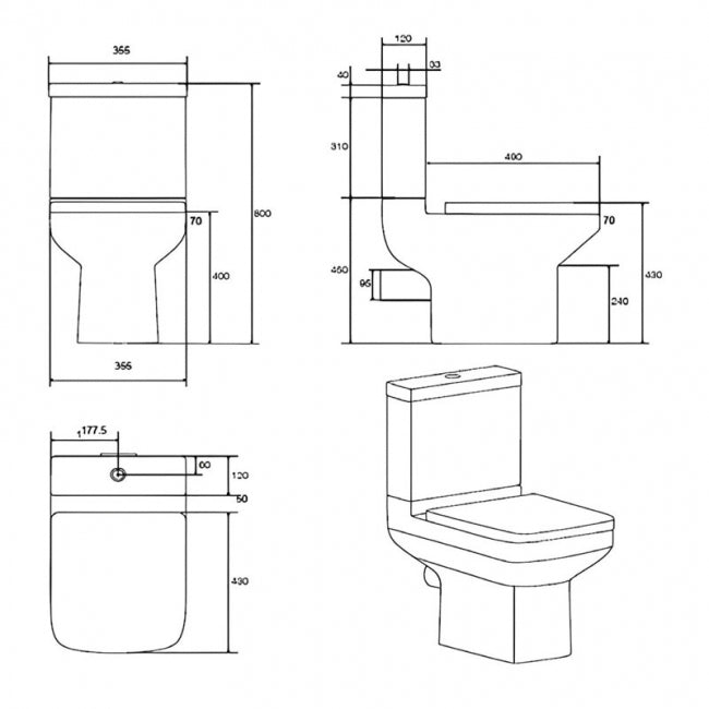 KV Trim Close Coupled Toilet with Soft Close Seat