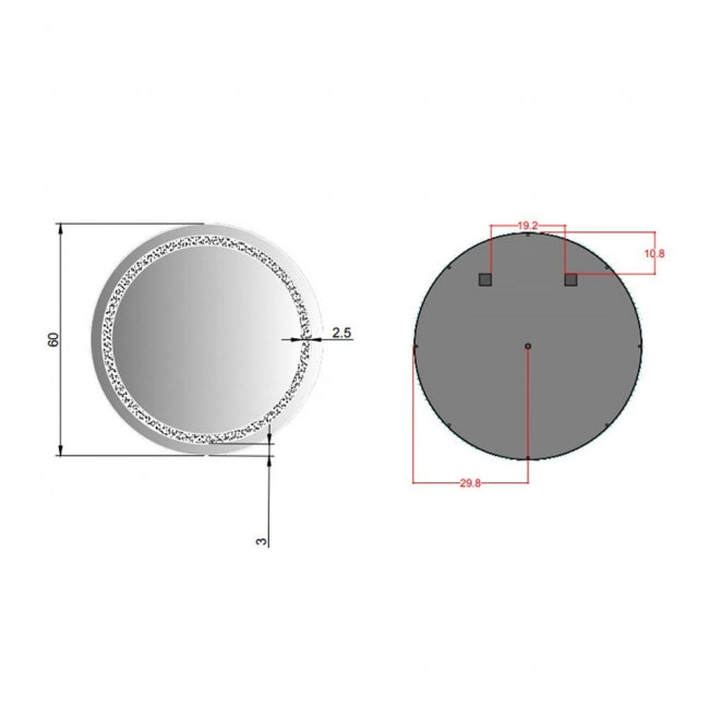 KV Vista 600mm Circular LED Mirror with Touch Switch & Demister