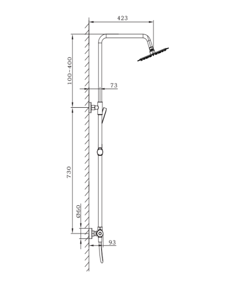 ATC Runa Exposed Thermostatic Round Shower System - Black