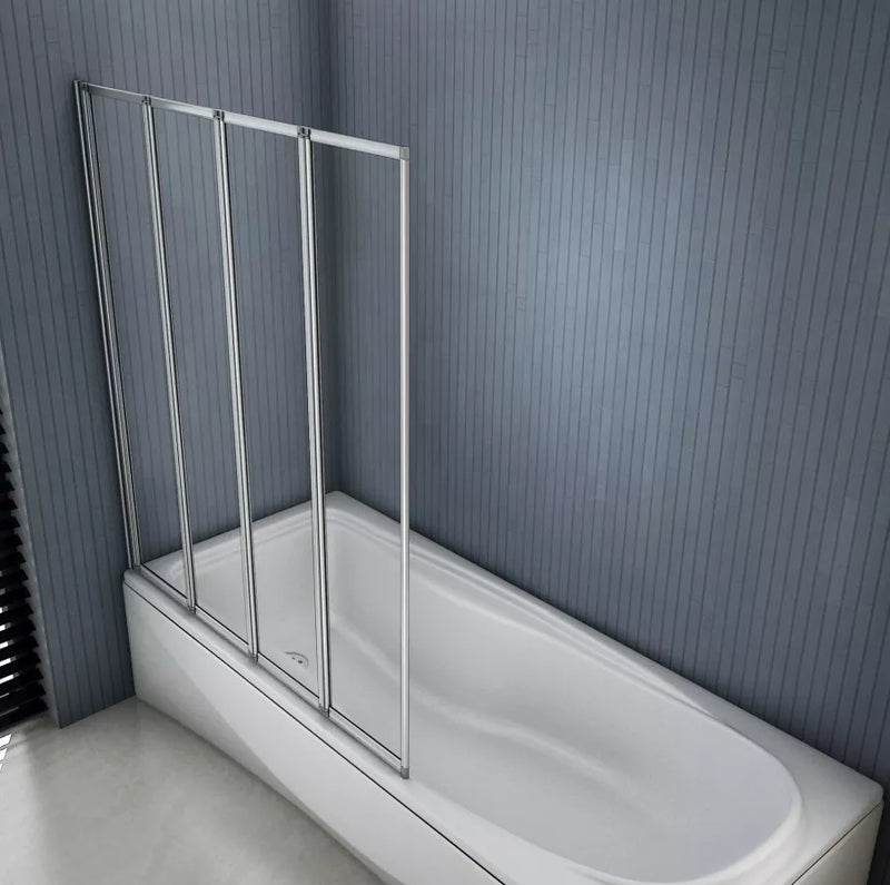 Linea 800 x 1400 Four Panel Folding Bath Screen - Chrome