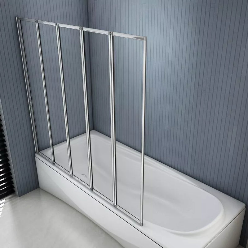 Linea 800 x 1400 Four Panel Folding Bath Screen - Chrome
