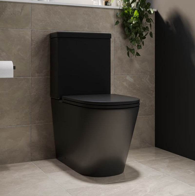 Scene Rimless Close Coupled Back to Wall Toilet - Matt Black
