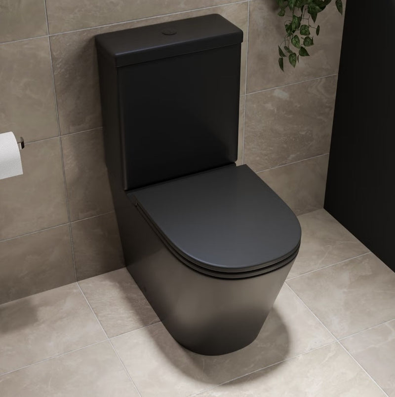 Scene Rimless Close Coupled Back to Wall Toilet - Matt Black