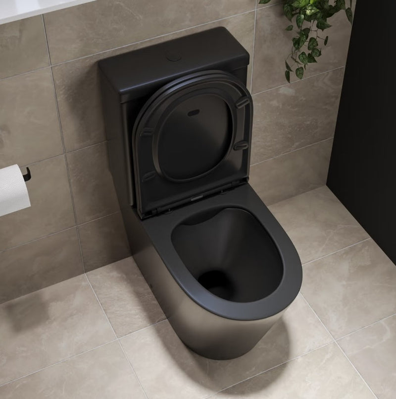 Scene Rimless Close Coupled Back to Wall Toilet - Matt Black