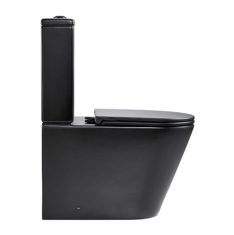Scene Rimless Close Coupled Back to Wall Toilet - Matt Black