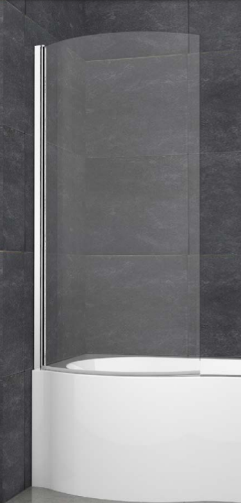 ATC 800 x 1400 P Shape Curved Bath Screen - Chrome